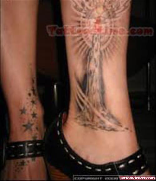Lighting Candle Tattoo On Ankle