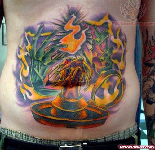 Candle Tattoo On Belly