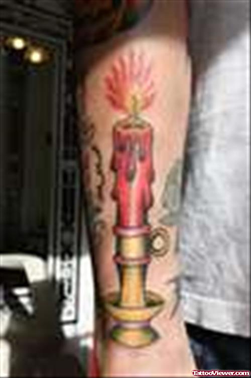 Candle Tattoo For Arm