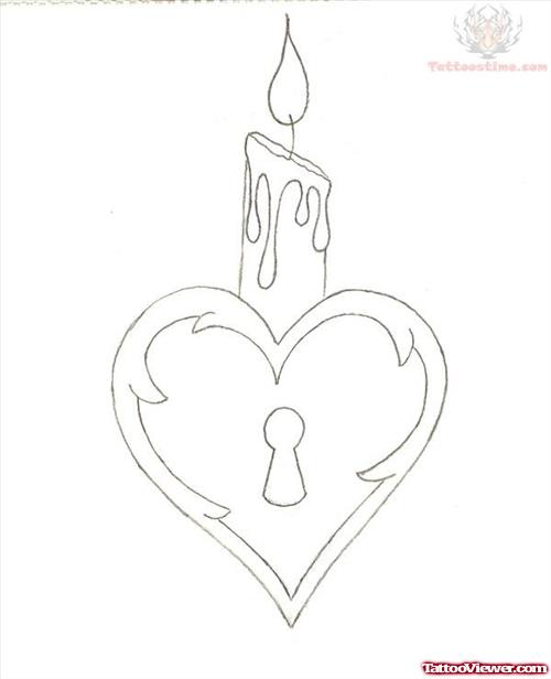 Heart Lock Candle Tattoo