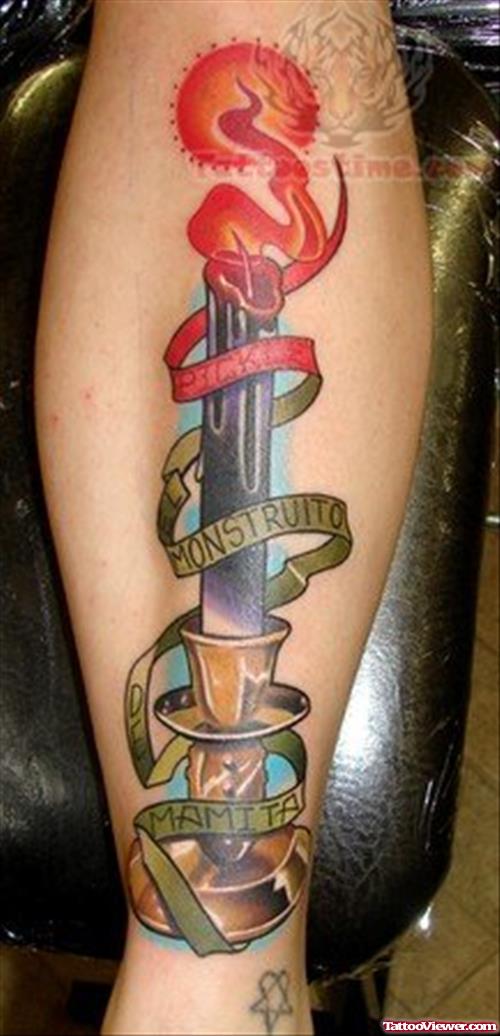Red Flame Candle Tattoo