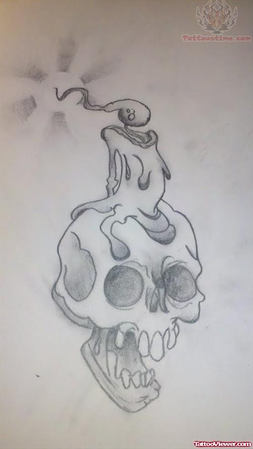 Skull And Candle Tattoo Design