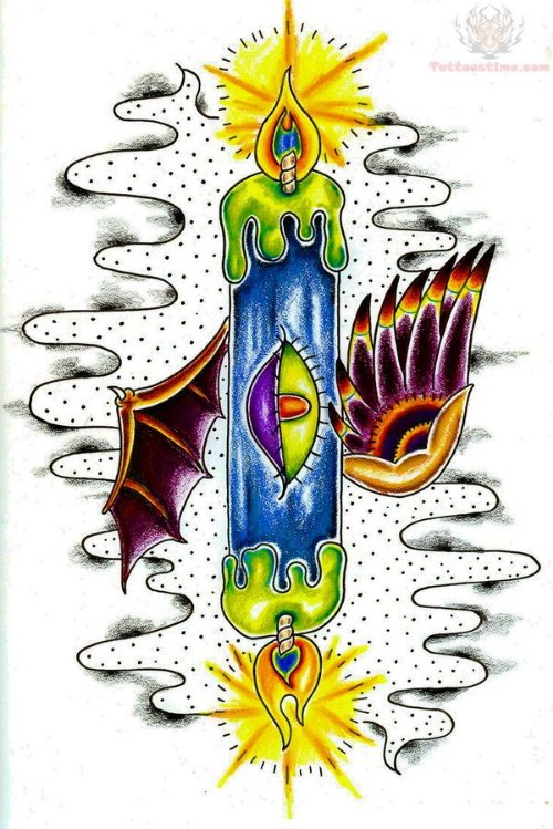 Candle Burning Ends Tattoo Design