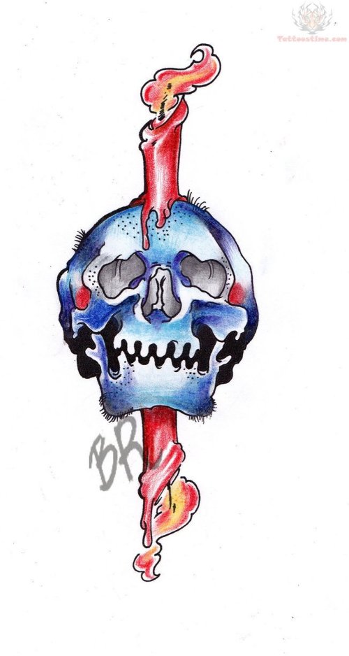 Skull Candle Tattoo Design