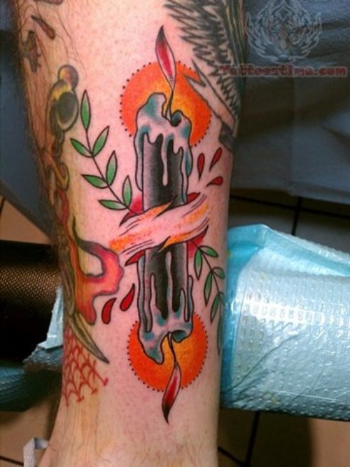 Both Ends Candle Tattoo