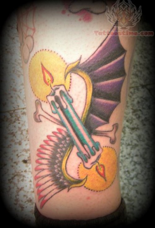 Bat Wing Candle Tattoo