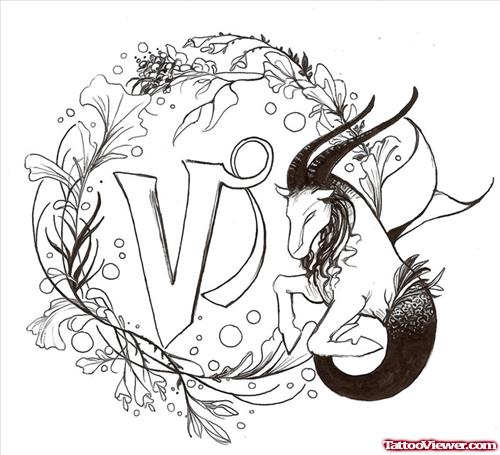 Zodiac Capricorn Tattoo Design