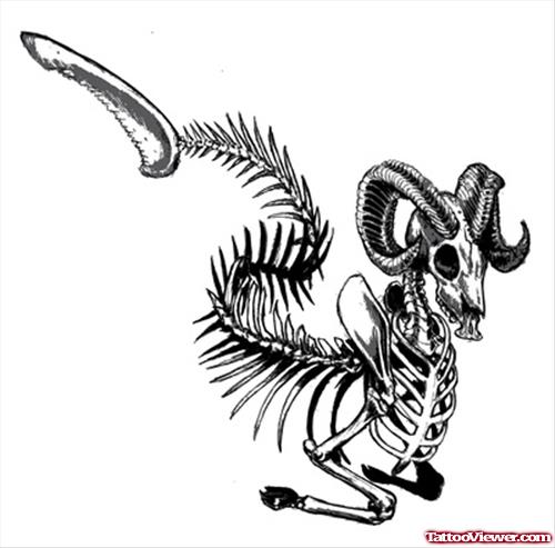 Skeleton Capricorn Tattoo Design