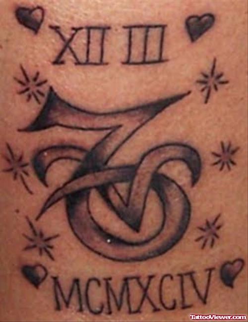 Numeric Symbols And Capricorn Tattoo