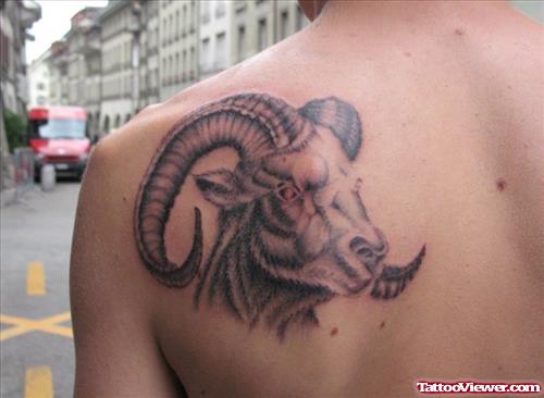 Left Back Shoulder Capricorn Tattoo