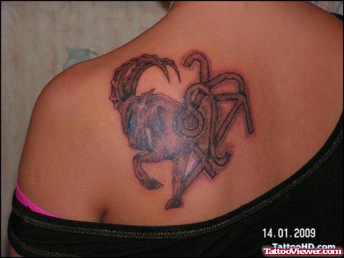 Grey Ink Leo, Aries And Capricorn Tattoos