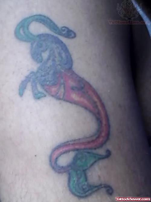 Colored Mermaid Zodiac Capricorn Tattoo