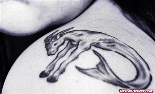 Capricorn Zodiac Sign Tattoo On Shoulder