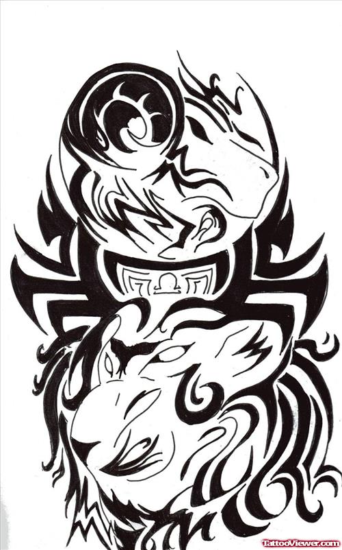 Tribal Leo And Capricorn Tattoo Design