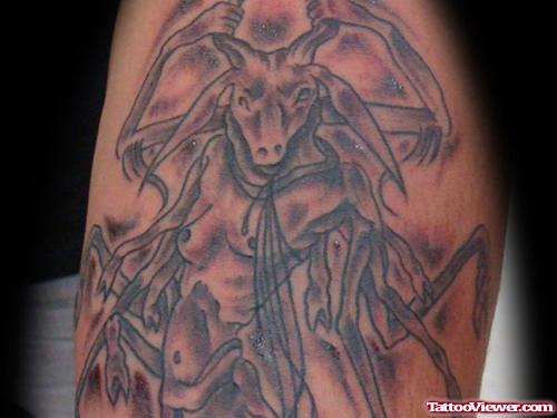 Grey Ink Zodiac Capricorn Tattoo