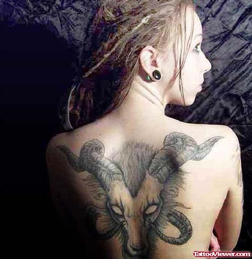 Girl Back Body Capricorn Tattoo