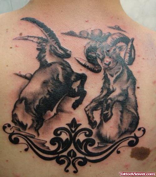 Capricorn Vs Aries Tattoo On Back