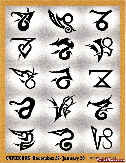 Amazing Black Tribal Capricorn Tattoo Design
