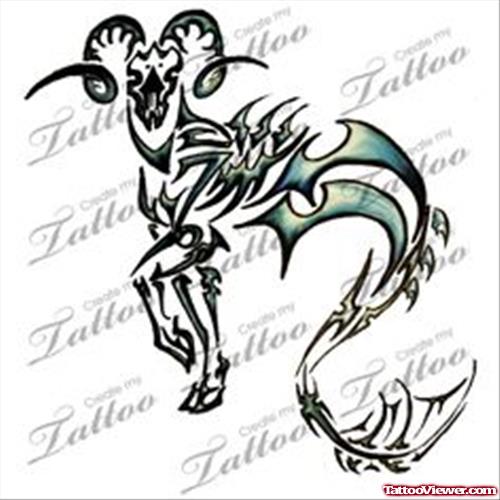 Nice Tribal Capricorn Tattoo Design