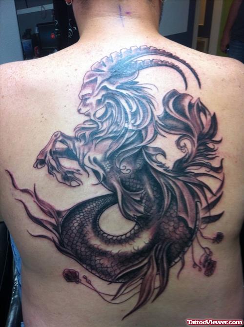 Man Back Body Capricorn Tattoo