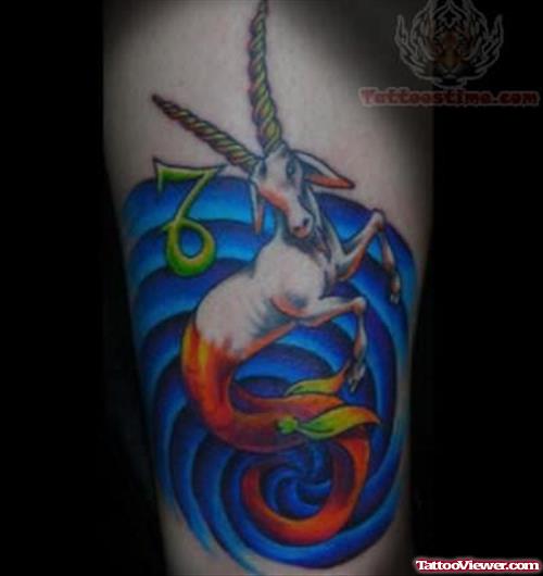 Colored Star Sign Capricorn Tattoo