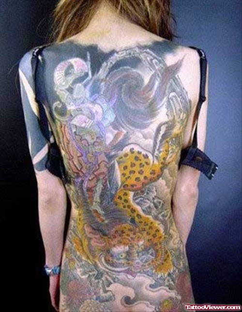 Capricorn Colored BAck Body Tattoo