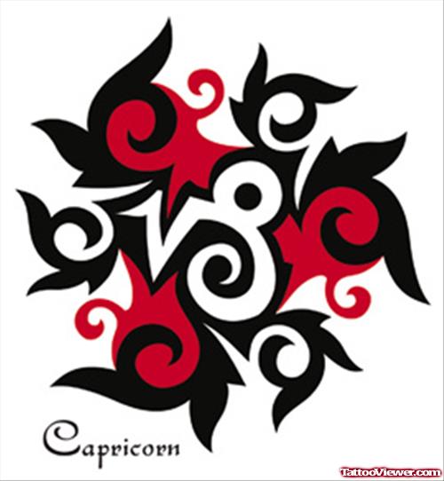 Beautiful Tribal Capricorn Tattoo Design