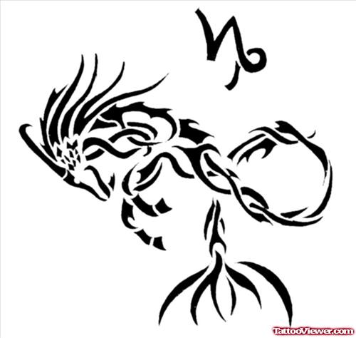Amazing Tribal Capricorn Tattoos Design