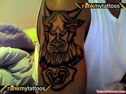 Tribal Zodiac Capricorn Tattoo On Man Right Half Sleeve