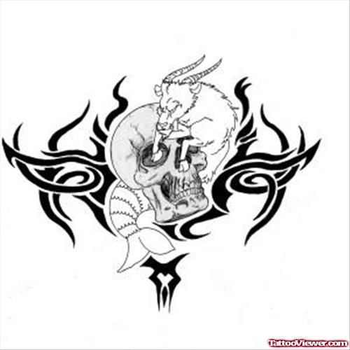 Tribal And Capricorn Tattoo Design
