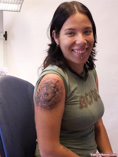 Girl Right Shoulder Capricorn Tattoo