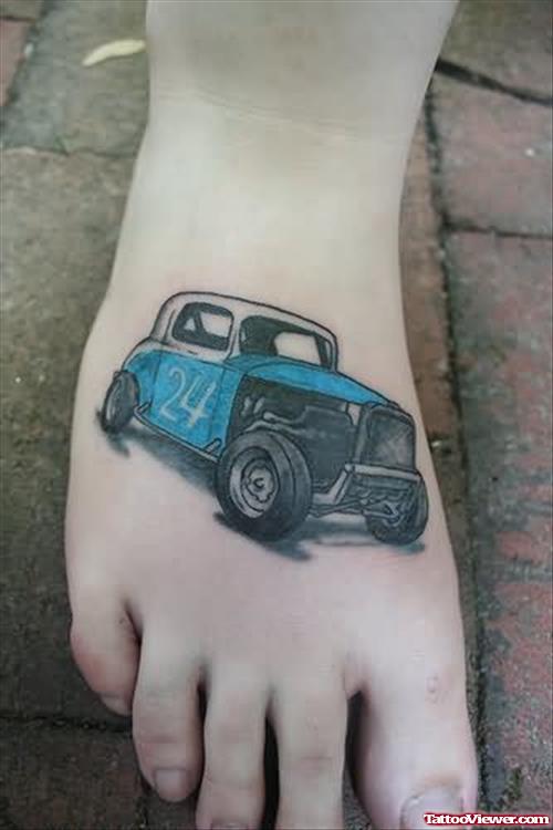 Classic Car Tattoo On Foot