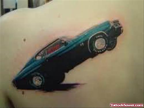 Car Jump Tattoo On Back