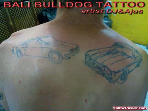 Cars Outline Tattoo On Back