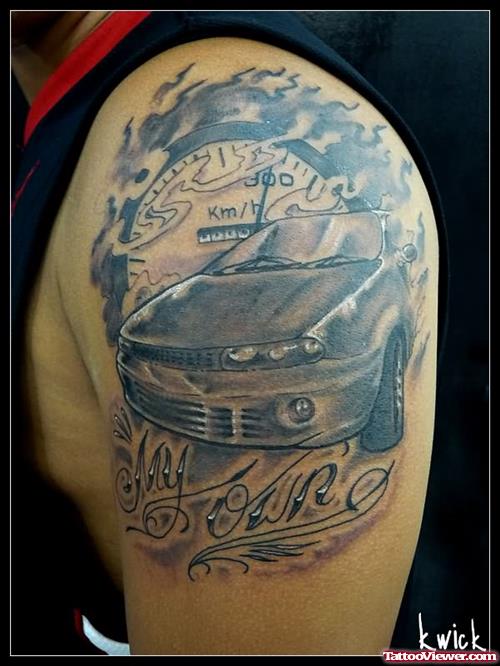 Custom Car Tattoo On Shoulder