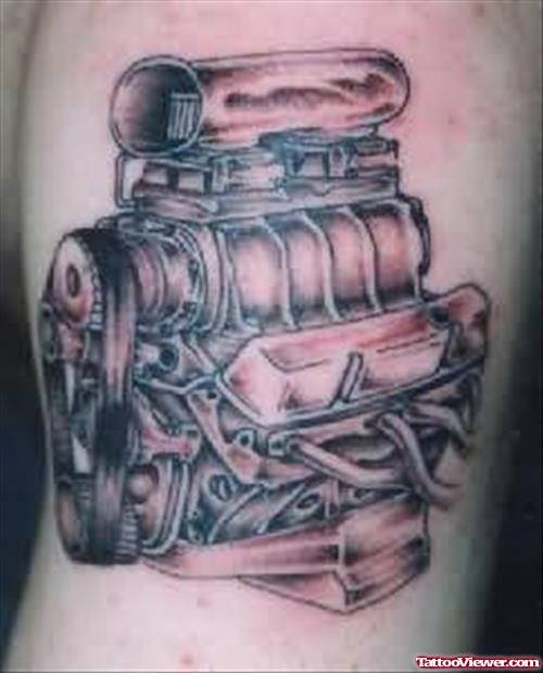 Car Engine Tattoo On Biceps