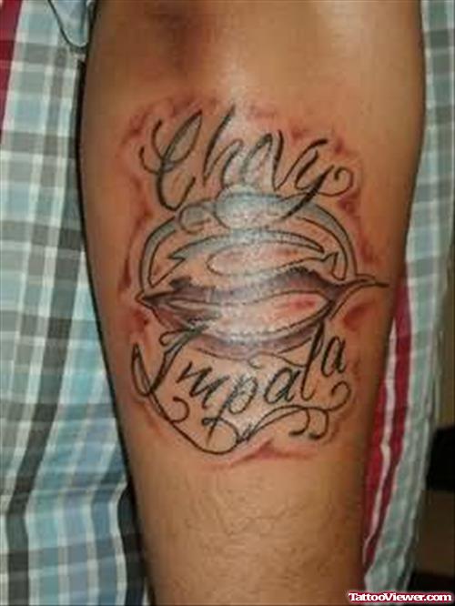Chevy Car Tattoo On Arm