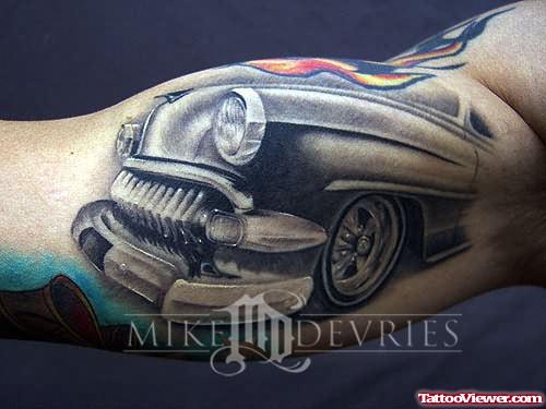 Car Front Tattoo On Muscles