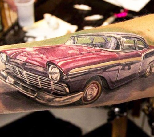 Old School Car Tattoo By Alexander Romashev