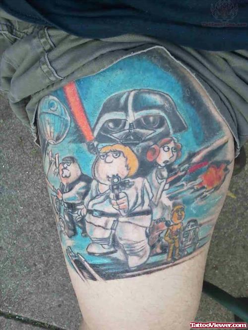 Family Guy Blue Harvest Tattoo On Thigh