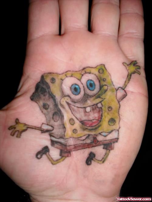 Spongebob Tattoo On Palm
