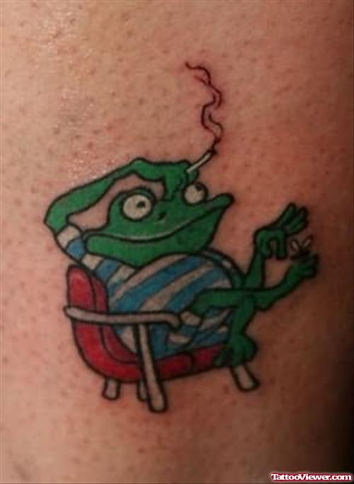 Cartoon Sitting Frog Tattoos