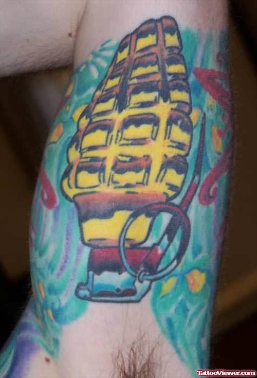 Grenade Tattoo On Muscles