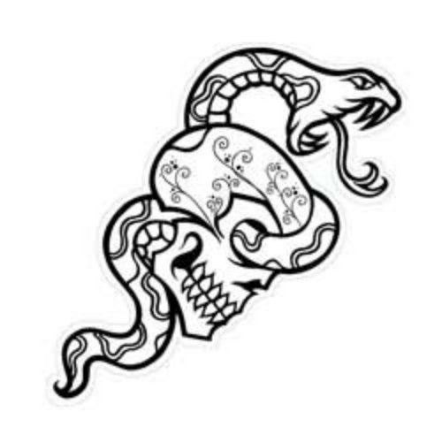 Skull And Snake Cartoon Tattoo Design