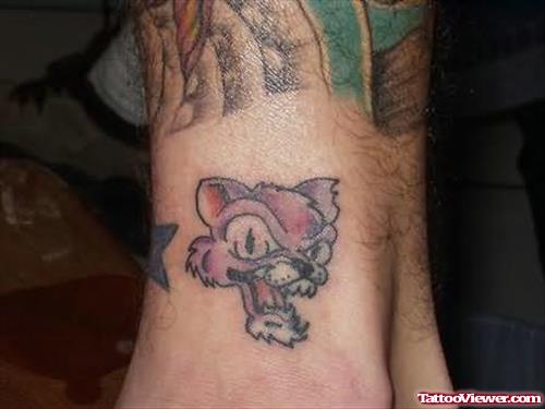 Small Size Cat Tattoo For Leg