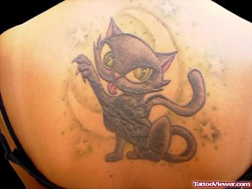 Feminine Cat Tattoos On Back