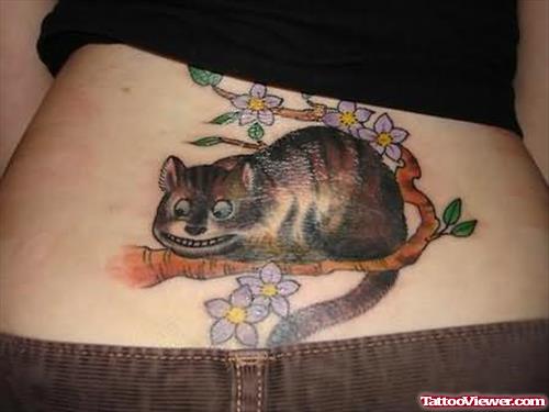 Cat Tattoo On Lower Back