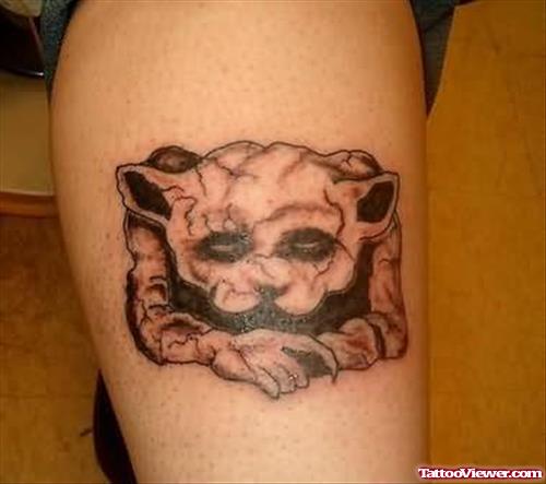 Scary Cat Tattoo On Shoulder