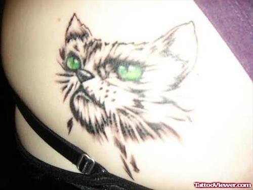 Green Eyes Cat Tattoo Design