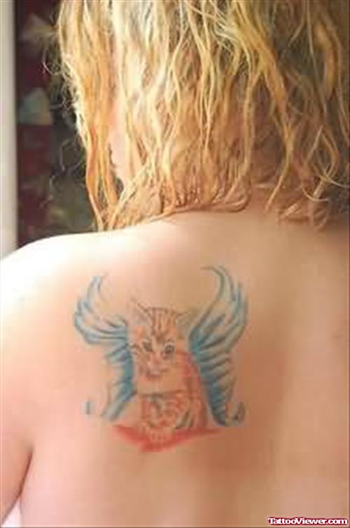 Cat Tattoo On Back For Girls